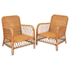 Pair of French Wicker Armchairs