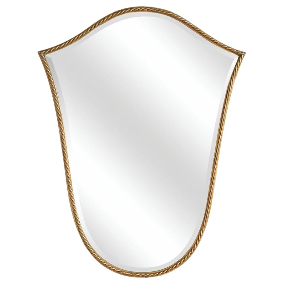 1950s, Italian Brass Shield Mirror