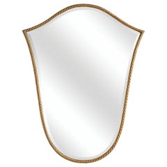 1950s, Italian Brass Shield Mirror