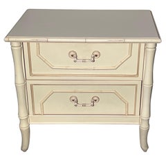 White Faux Bamboo Nightstand