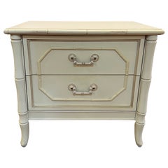 Vintage Broyhill Buttercream Faux Bamboo Nightstand