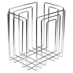 Vintage Chrome Plated Magazin Rack, by Willy Glaeser for TMP, Switzerland, 1970s
