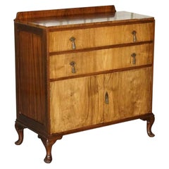 Stamped Waring & Gillow Ltd Walnut Chest of Drawers Sideboard, circa 1930s 