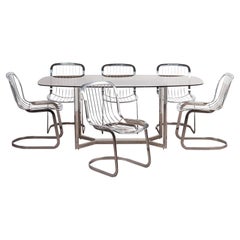 Dining Table with 6 Chairs by Gastone Rinaldi, Italy, 1970s