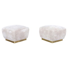 Vintage Oversized Shearling and Brass "Poufs" by Marge Carson