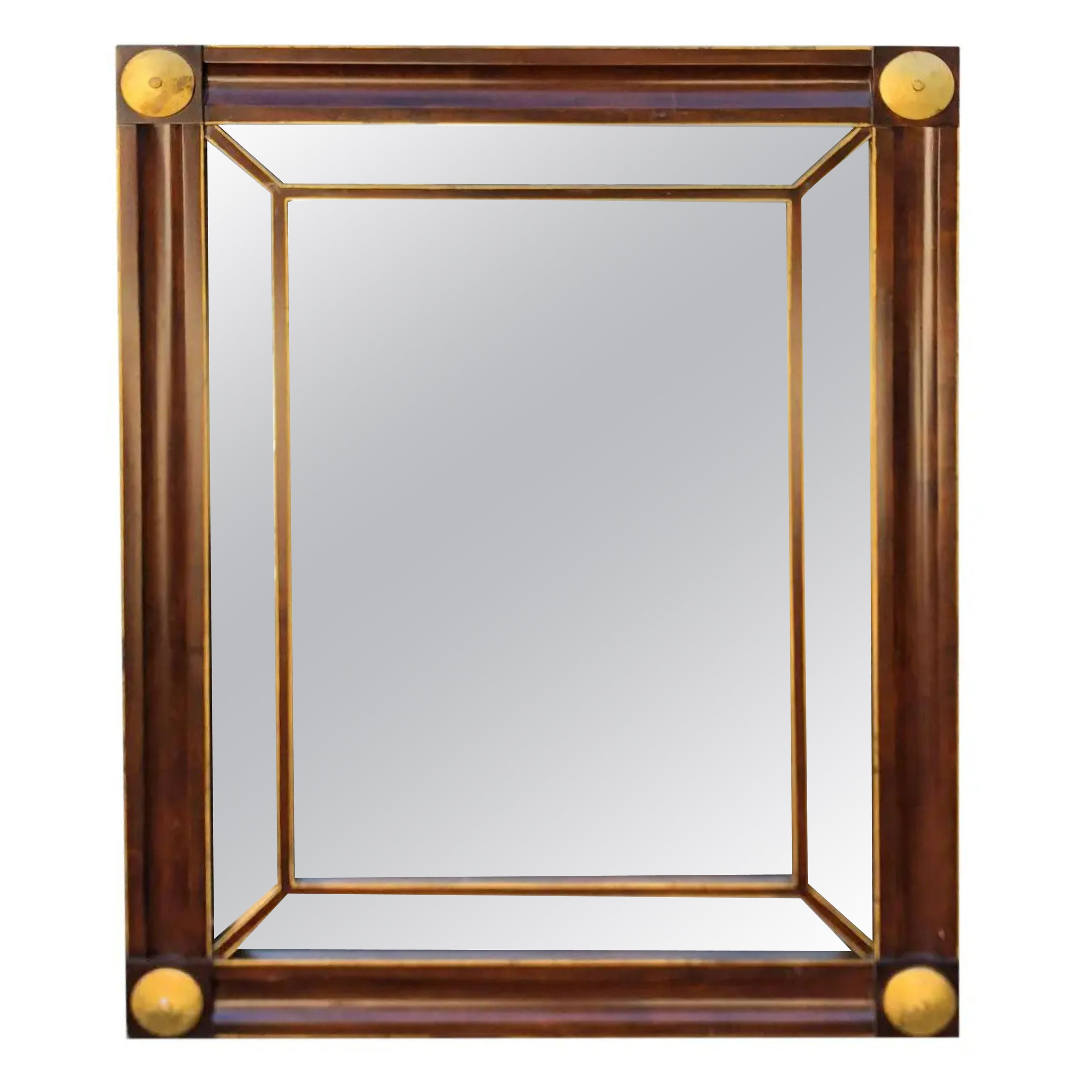 Baker Furniture Company Empire Mahogany & Gilt-Wood Mirror, 1990s For Sale