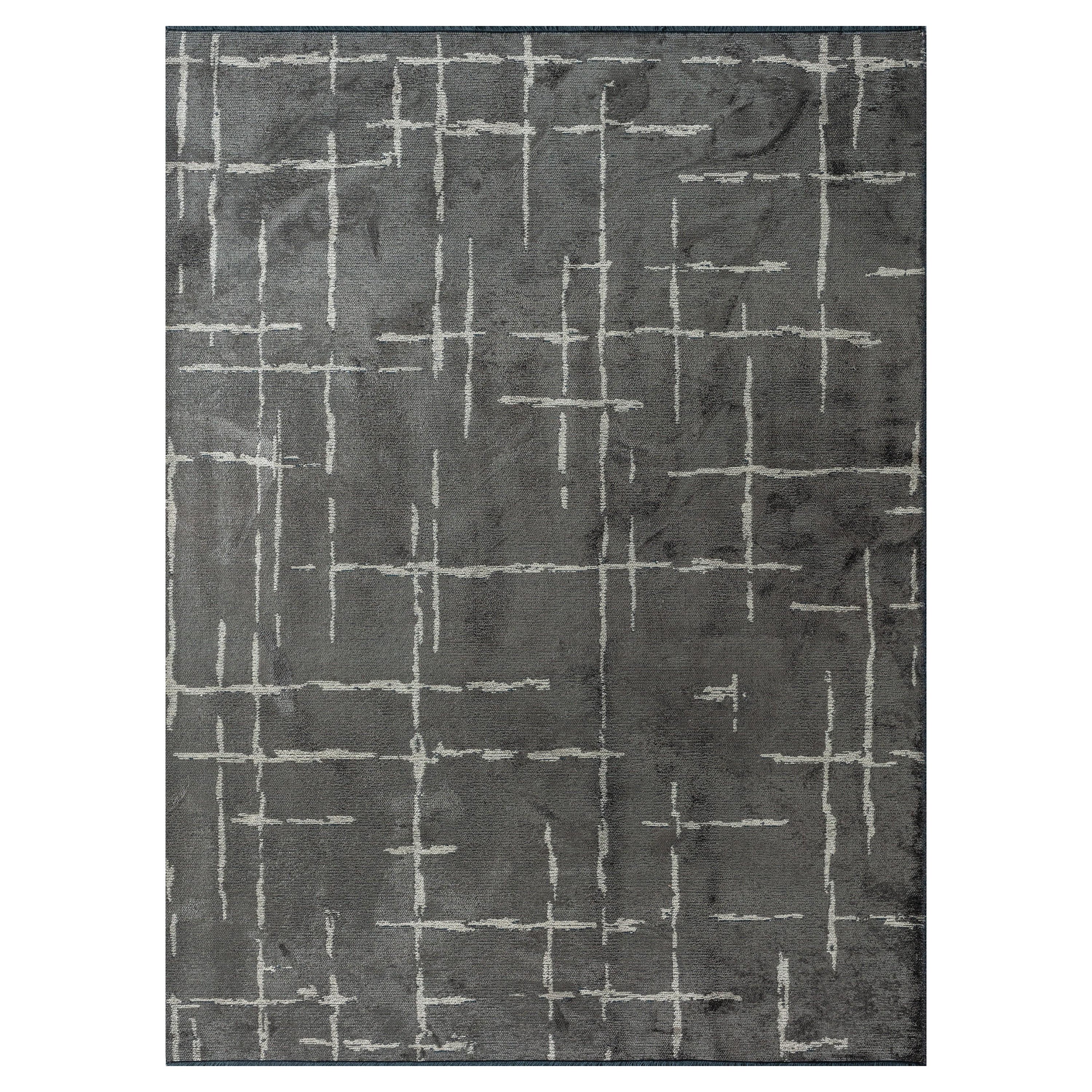 Im Angebot: Modern  Geometrischer Luxus-Teppichboden,  (Grau)