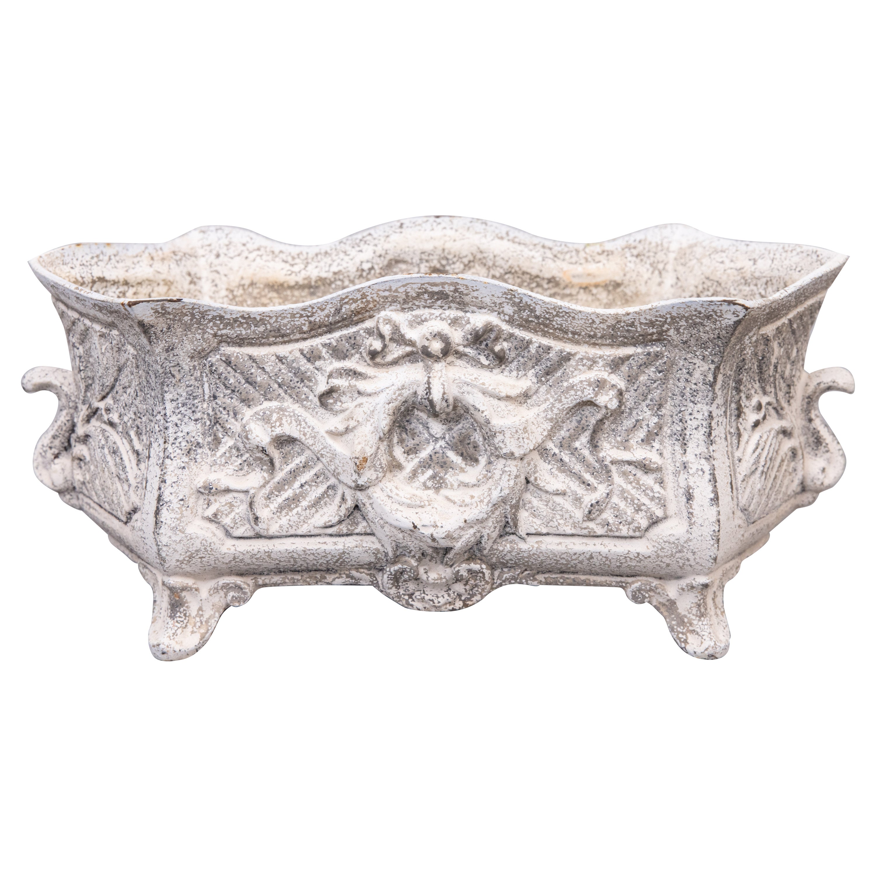 Antique French Wreath Cast Iron Jardiniere Planter circa 1920