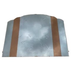 Huge French Art Deco Amber Peach Bevelled Wall Mirror Cocktail Bar Deco, 1930s