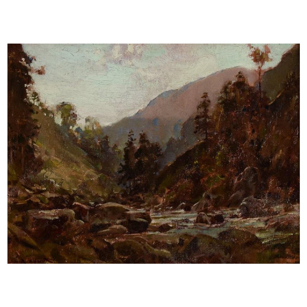 David Hewitt (1878-1939), britischer Künstler, gelistet. Landschaft. Öl auf Karton