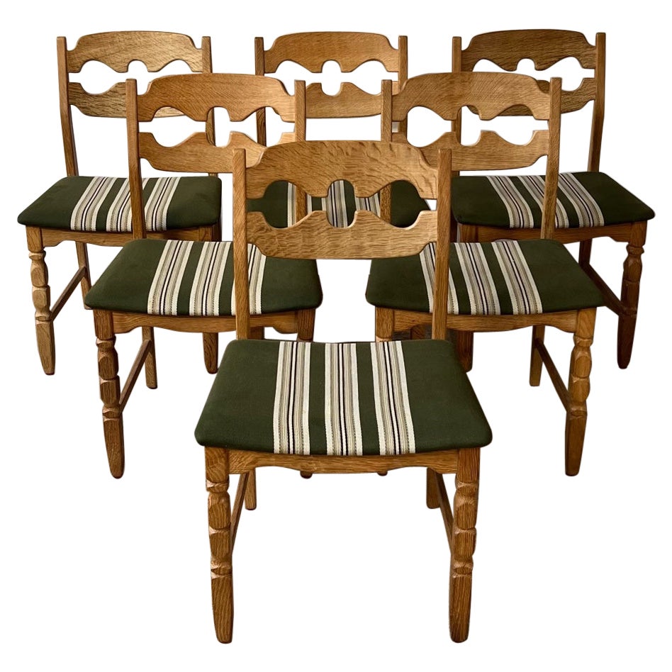 Henning Kjaernulf 'Razor' Mid-Century Oak Danish Dining Chairs