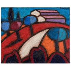 Pierre Demianoff, Artista francese, Paesaggio astratto, Olio su tela