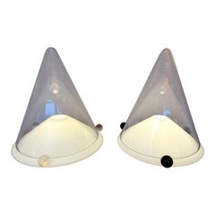 Vintage Pair of Lamps Murano Glass by Leucos, Italy, 1980s