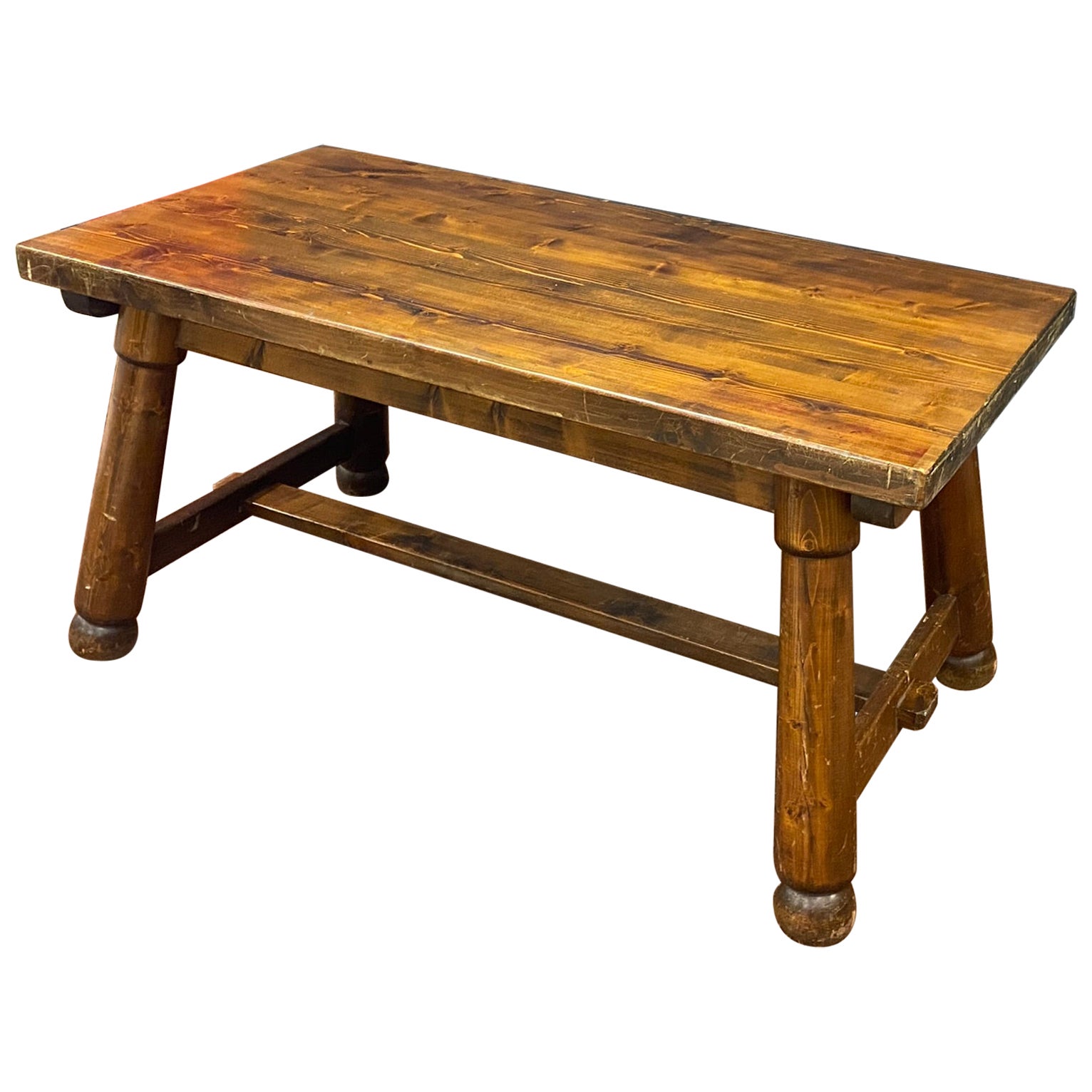 Brutalist Pine Table, circa 1950 For Sale