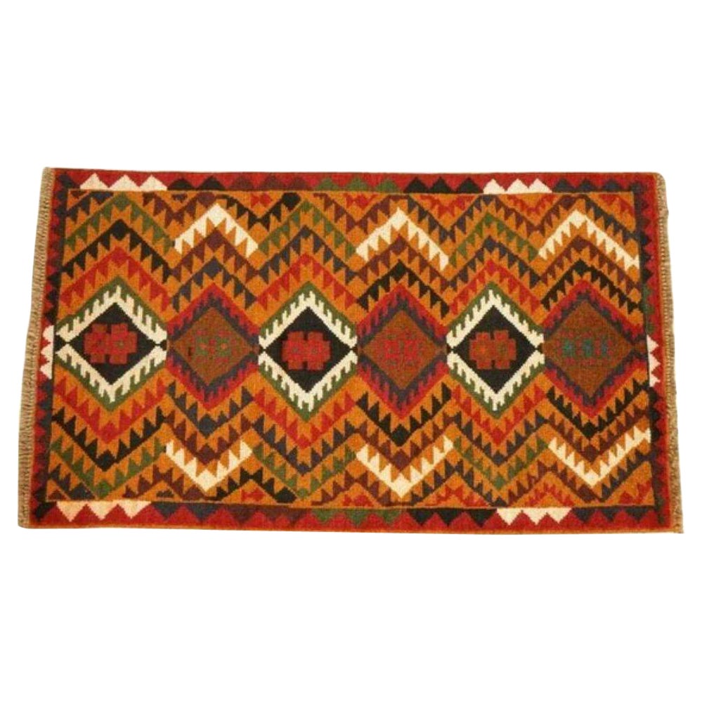 Lovely Vintage Geometric Kilim Aztec Rug For Sale