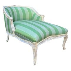 Louis XV Style French Striped Chaise Lounge, 19th Century