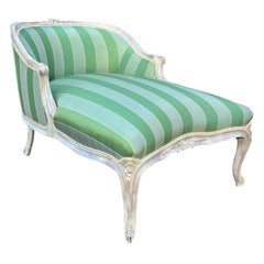 Antique Louis XV Style French Striped Chaise Lounge, 19th Century