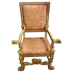 18th Century Style Ebanista Spanish Colonial Giltwood Throne Chair
