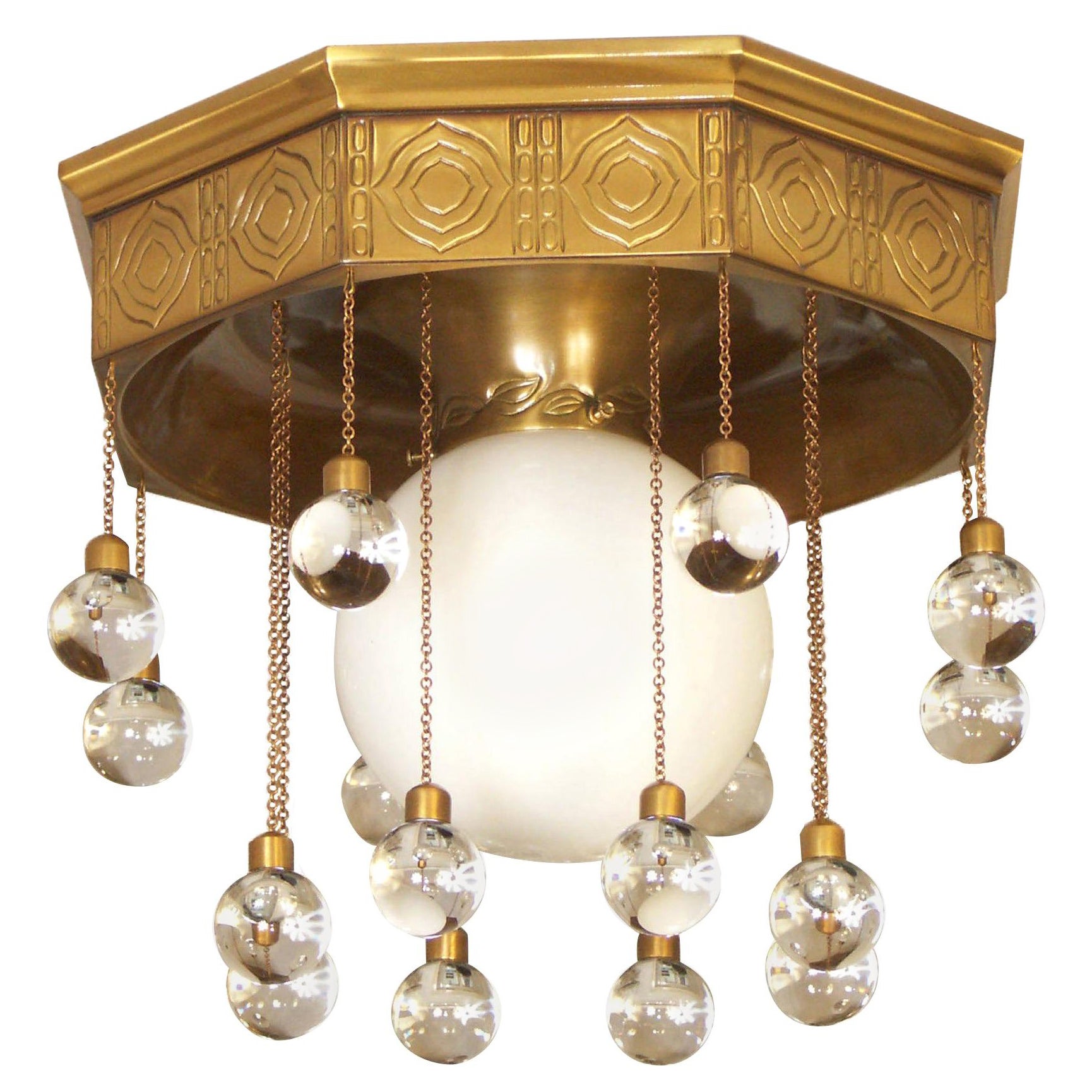 Josef Hoffmann & Wiener Werkstätte Stoclet Palais, Ceiling Lamp Brass Re-Edition For Sale