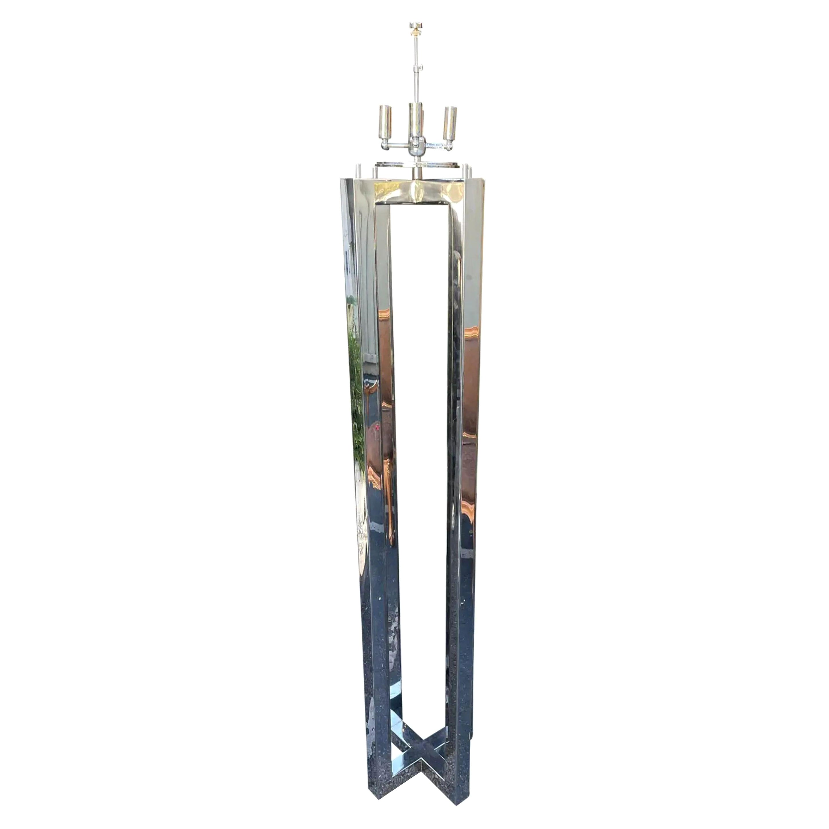 Art Deco Style Chrome Architectural Floor Lamp For Sale