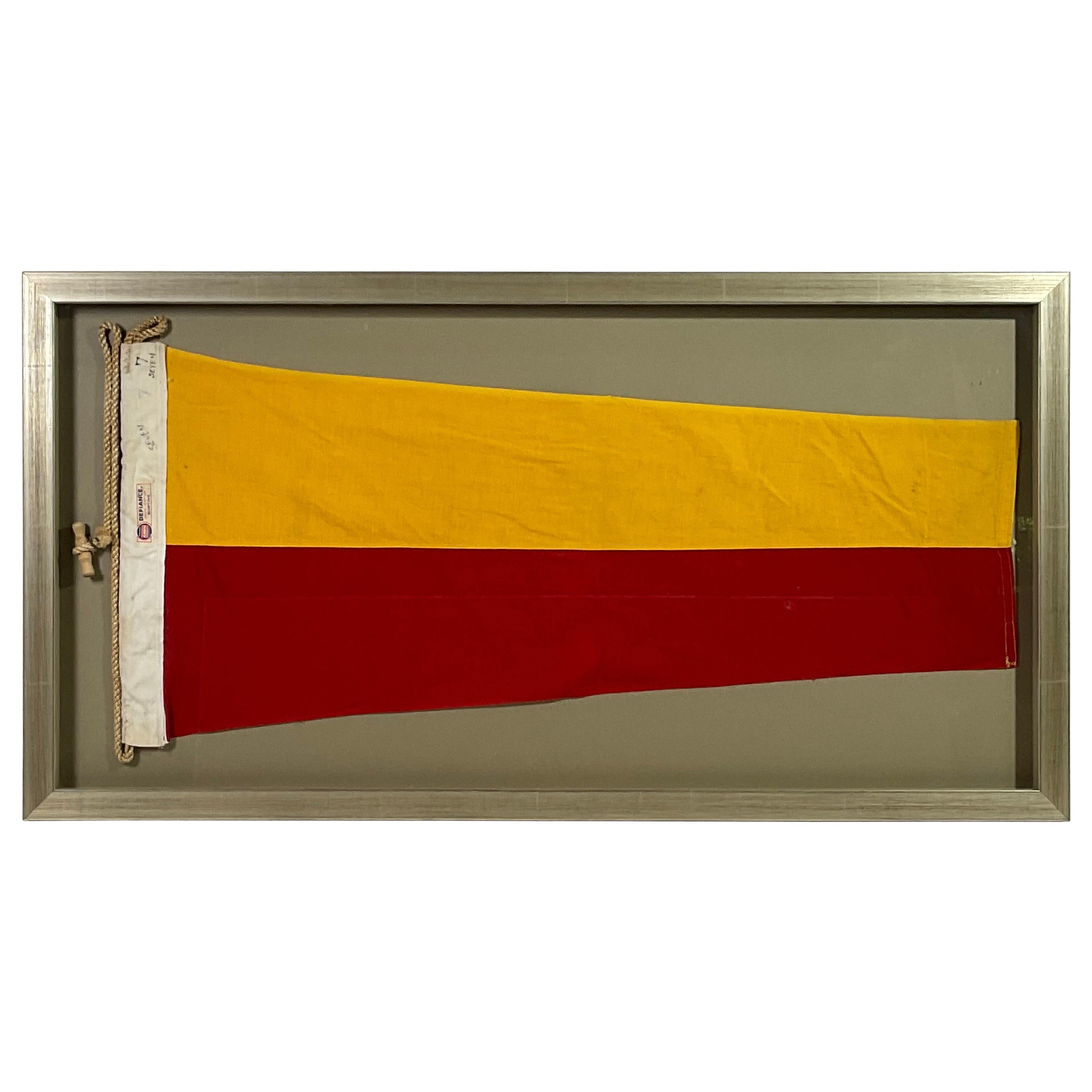 Vintage Nautical Signal Flag in Frame For Sale