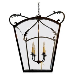 Monumental Spanish Colonial Wrought Iron Lantern Chandelier, 1990s