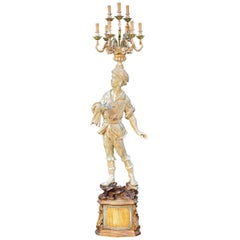 Antique Italian Figural Standing Candelabra Floor Lamp, Early 20th Century
