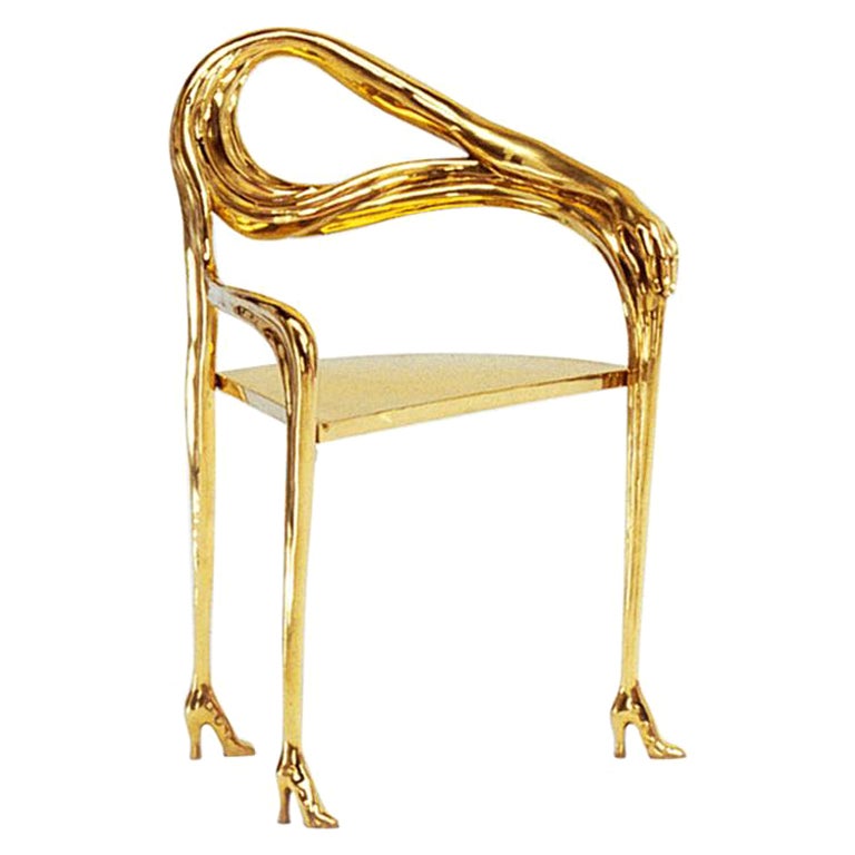 Chaise en laiton modèle "Leda" par Salvador Dalí design surréaliste en vente