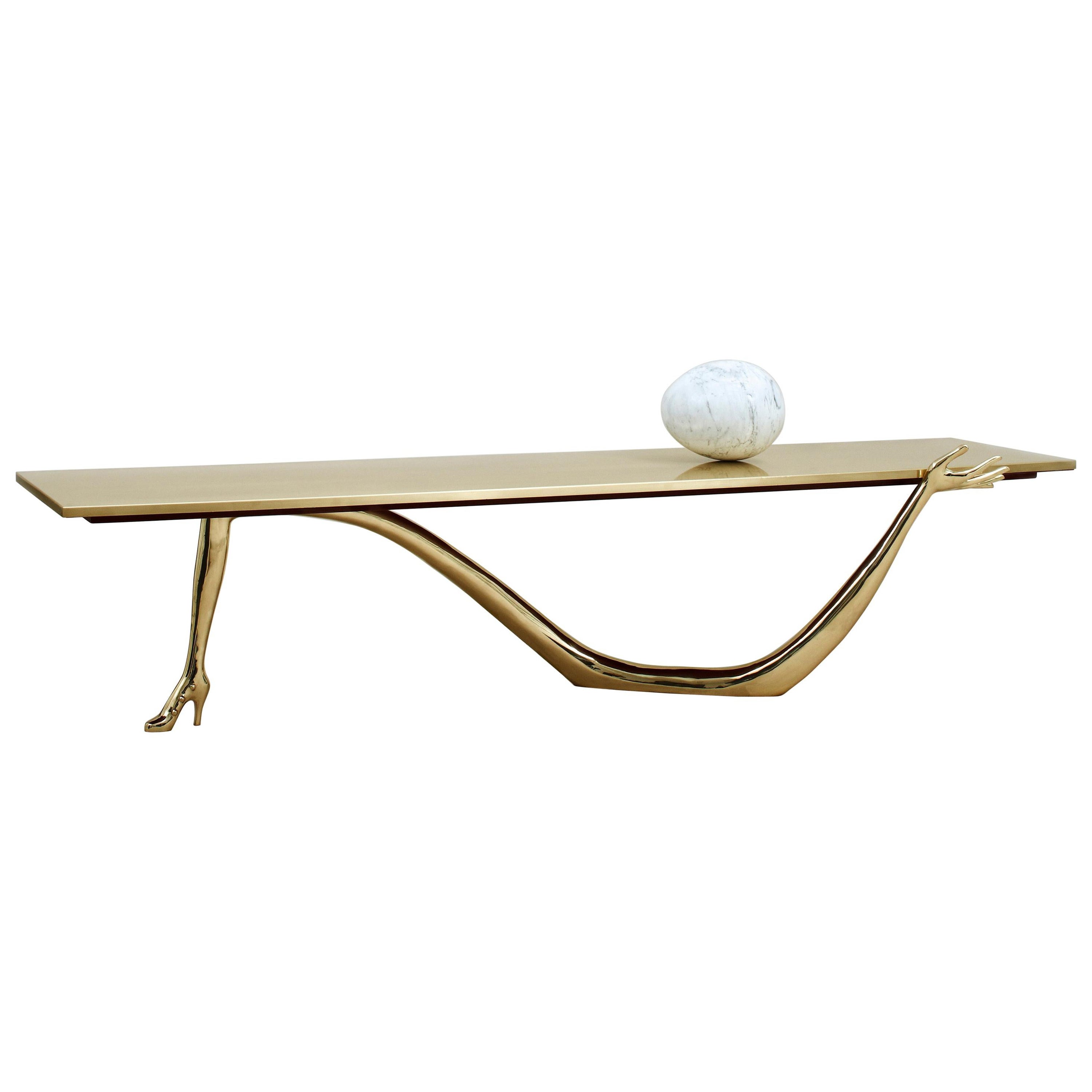 20th Century Spanish Surrealist brass "Leda" coffee table by Salvador Dalí  For Sale