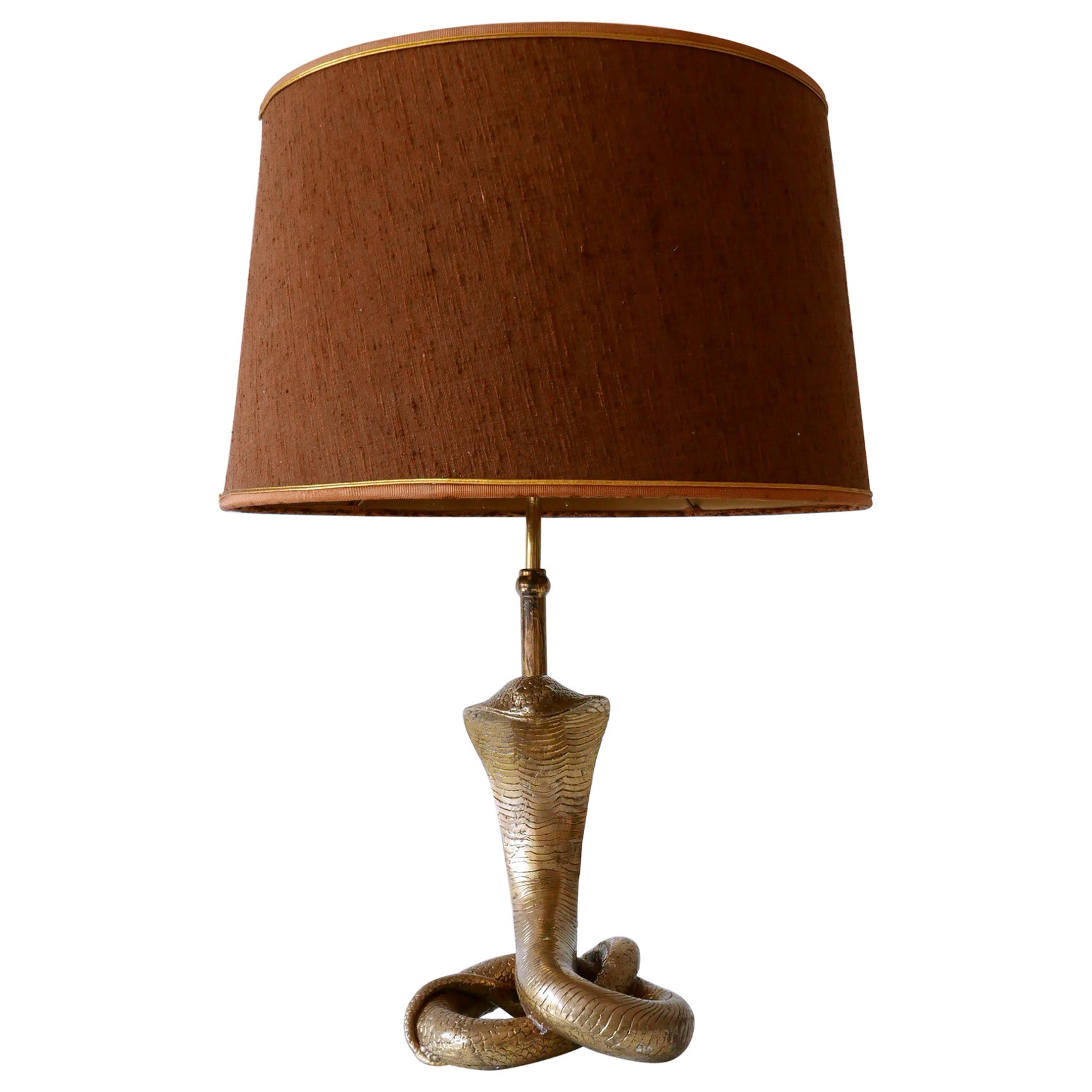 Exceptional Mid-Century Modern Cobra Table Lamp by Maison Jansen France 1970s For Sale