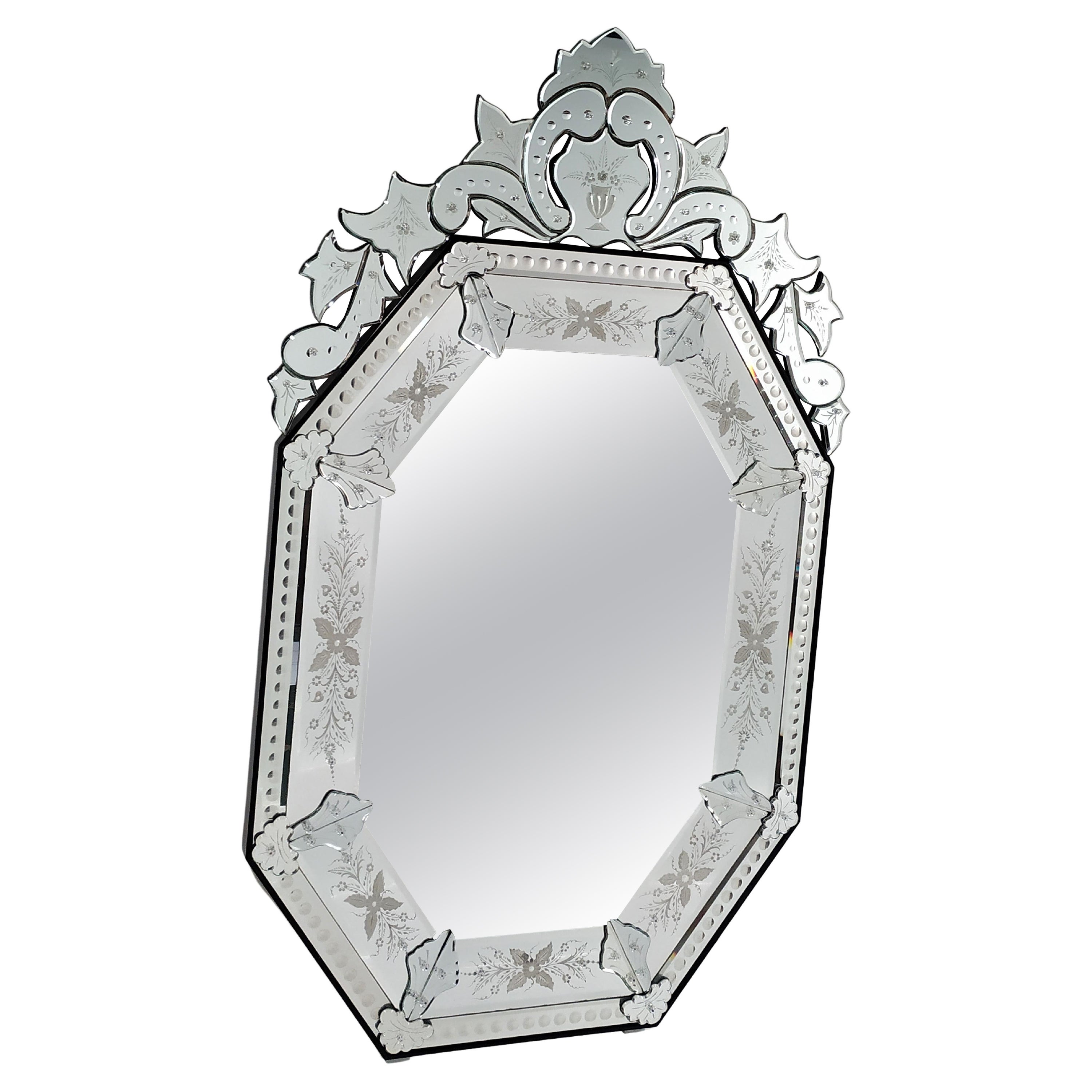 "TORCELLO"  Murano Glass Mirror, 800 French Style by Fratelli Tosi For Sale