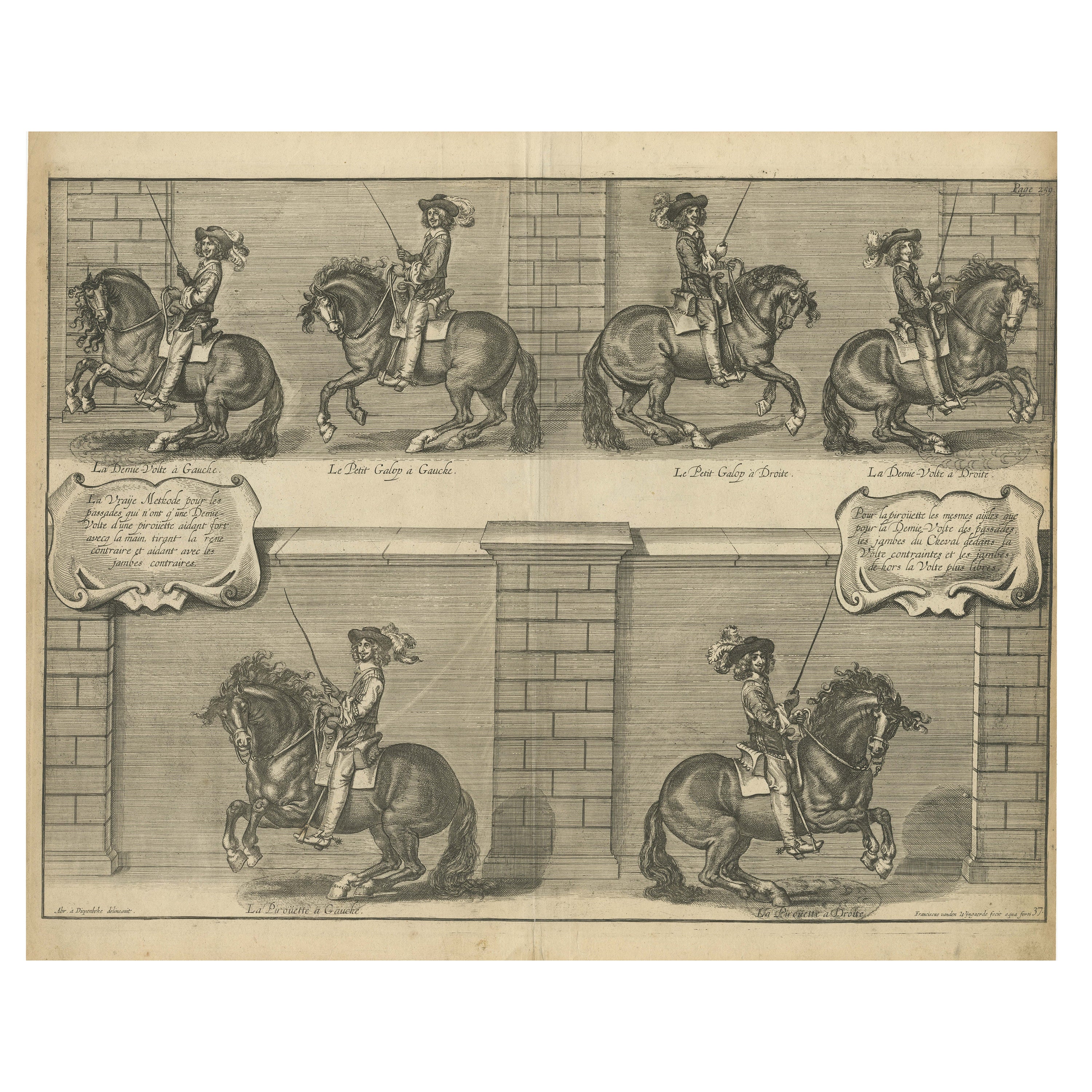 Original Engraving of the Duke of Newcastle Horseback Riding 