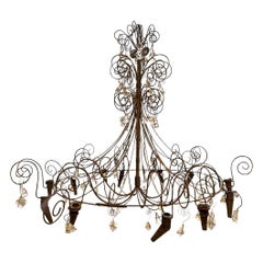 Iron Swirl Chandelier with Rock Crystals, Contemporary 