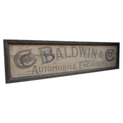 Huge Antique Garage Trade Sign, Chas Baldwin Automobile Engineer