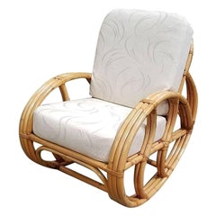 Restored Franco Albini Style Rattan Rocking Chair with White Cushions