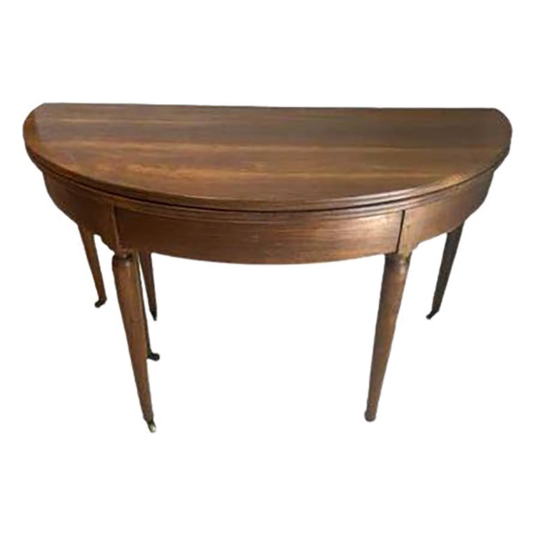 Walnut Table, 19th Century, French Dining or Demilune For Sale