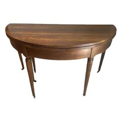 Walnut Table, 19th Century, French Dining or Demilune