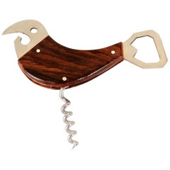 Vintage Bird Bottle Opener in Stainless Steel and Rosewood, 1960s