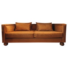 Two Seats Sofa with Velvet or Fabric and Legs of Jabin Balls by Daniel Orozco