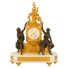 French Early 19th Century Louis XVI St. Marble And Ormolu Clock By Raingo Frères