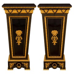 Pair of French 19th Century Louis XIV St. Boulle Style Pedestals