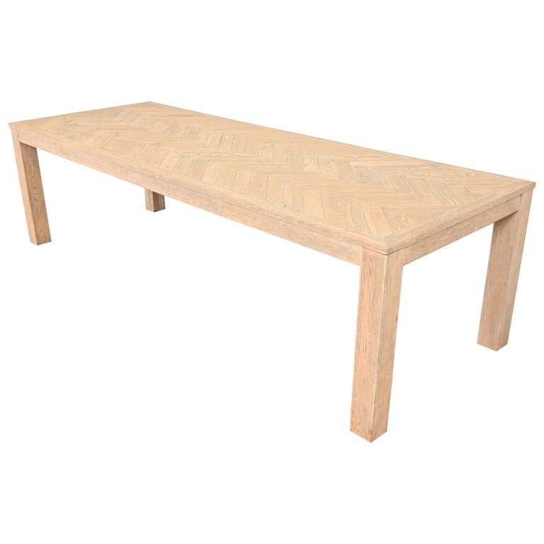 Restoration Hardware Cerused Oak Herringbone Parquetry Tavern Dining