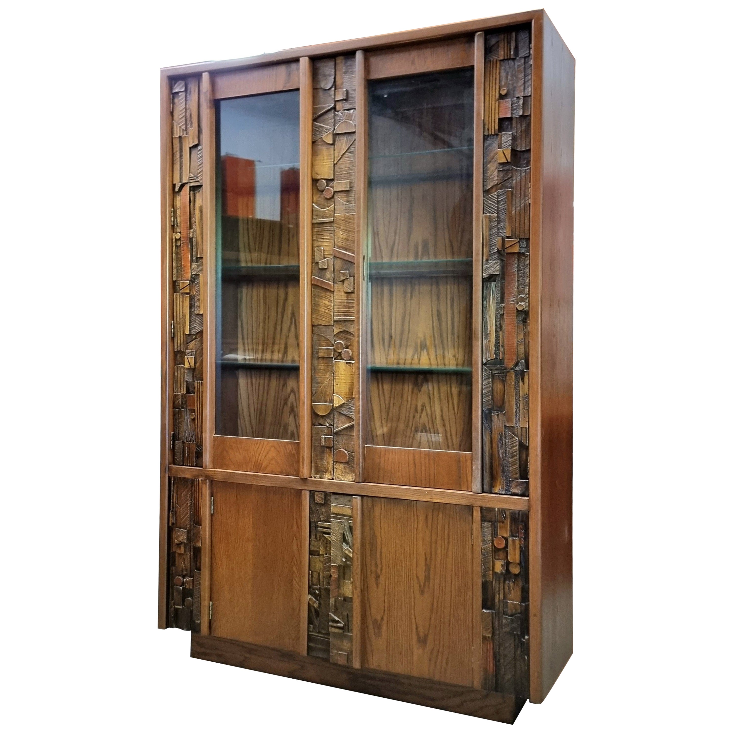 Vintage Brutalist Display Cabinet  For Sale