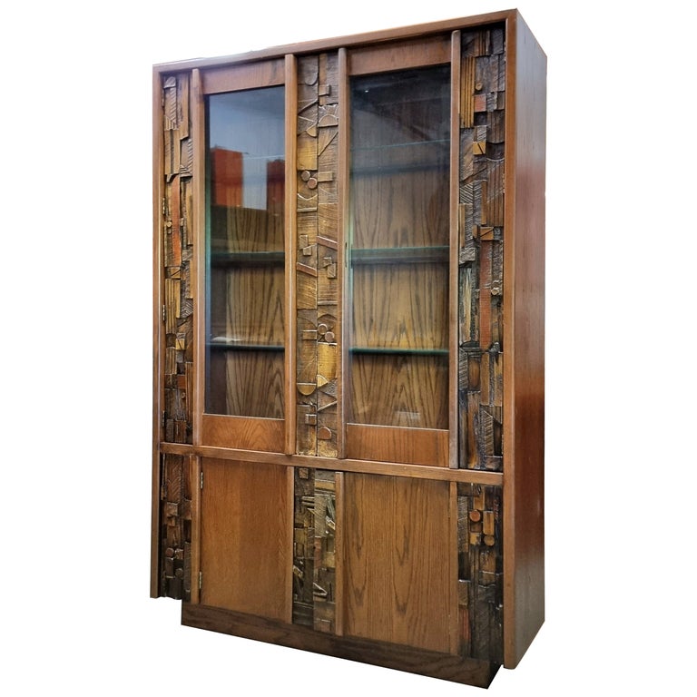 Vintage Brutalist Display Cabinet For Sale at 1stDibs
