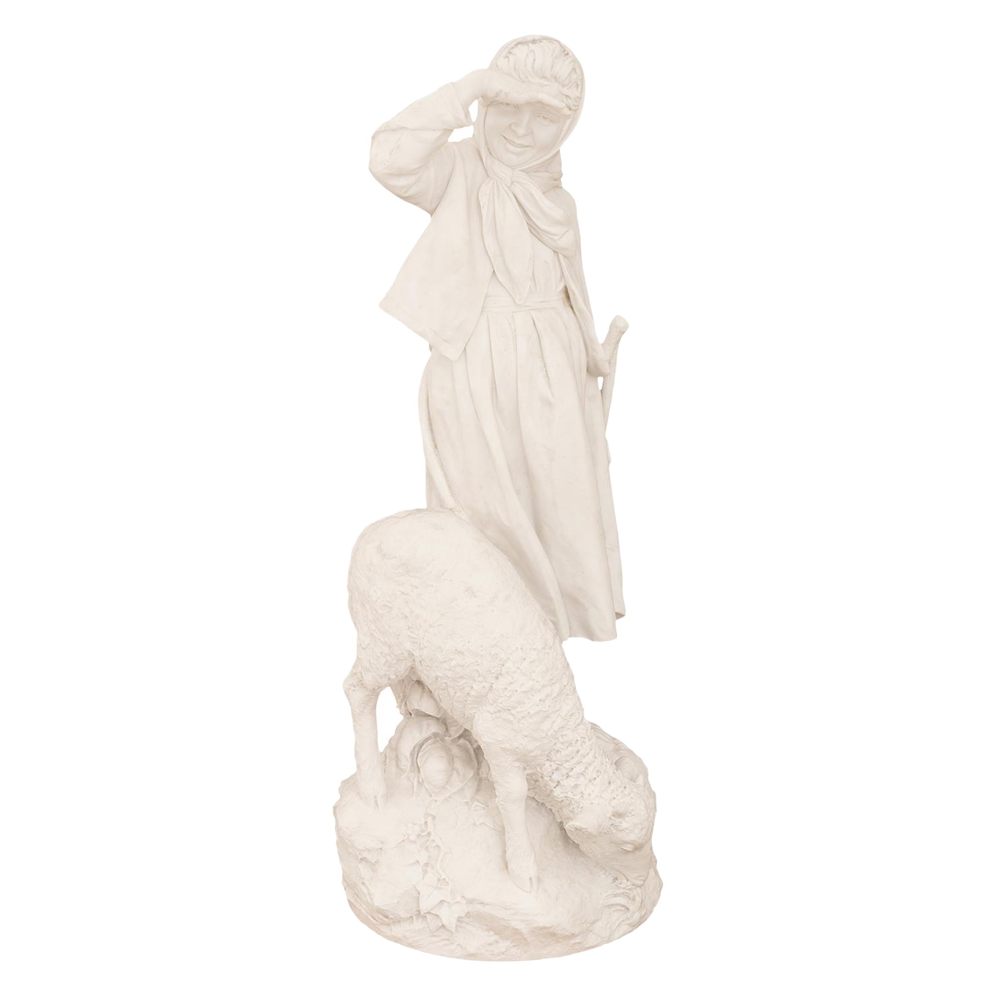 Italian 19th Century White Carrara Marble Statue For Sale