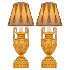 Pair Of Italian 19th Century Louis XVI St. Giltwood Lamps