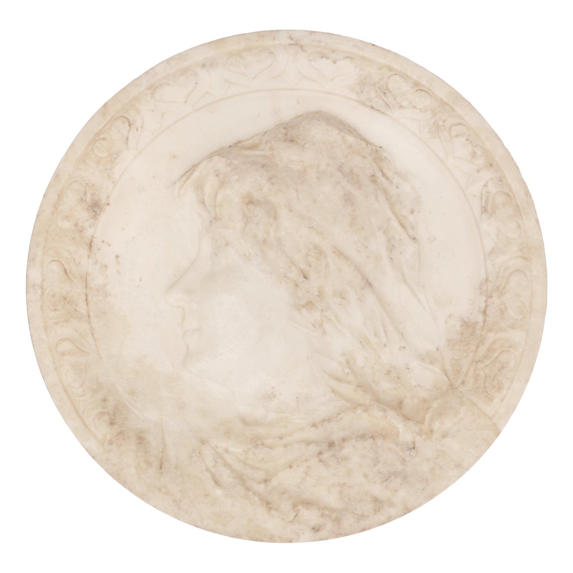 Italian 19th Century White Carrara Marble Relief Plaque For Sale