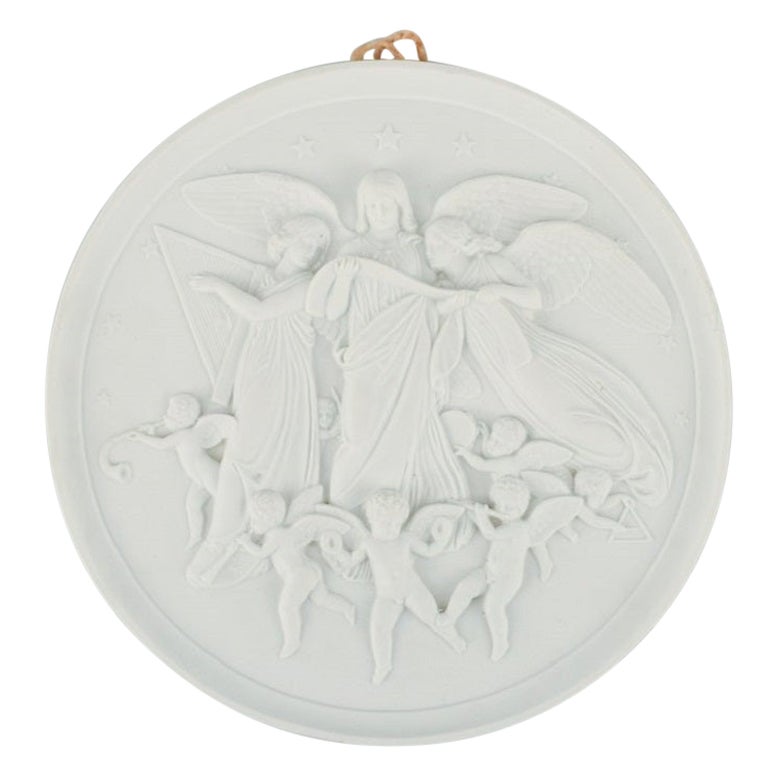 Bing & Grøndahl After Thorvaldsen, Antique Biscuit Wall Plaque with Angels