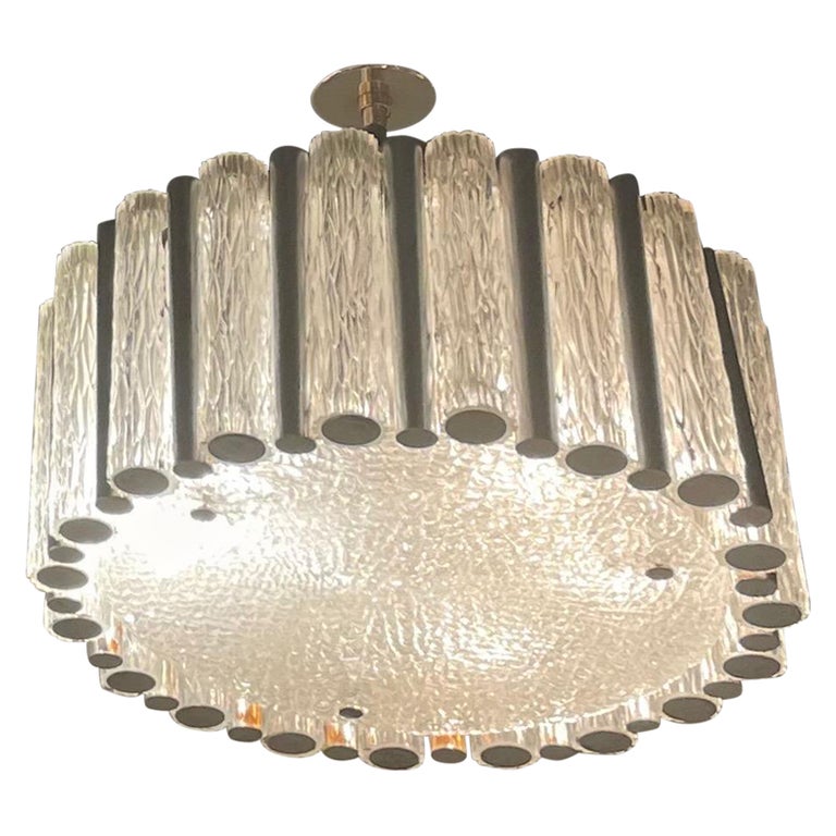 Stunning Murano Glass Tubes Chandelier Flushmount by Doria Leuchten