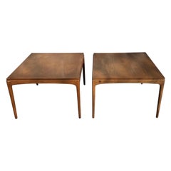 Vintage Pair Mid-Century Modern Lane Rhythm Square Walnut End Side Tables